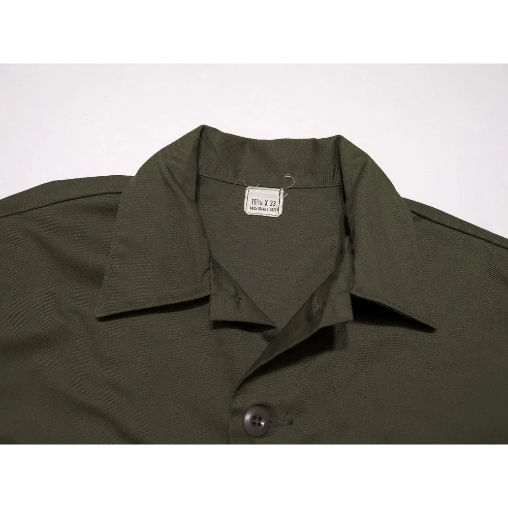 Vintage 1970s US Military Long Sleeve Utility Shirt 8405-00-615-0026 15.5 x 33